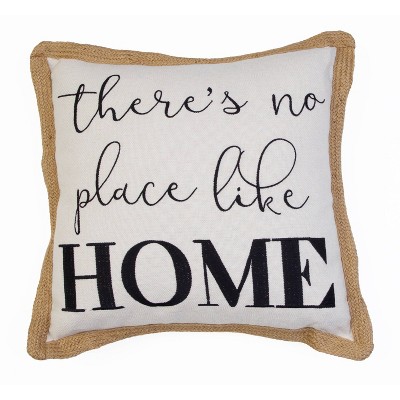 20"x20" Harika "No Place Like Home" Braided Jute Pillow - Decor Therapy