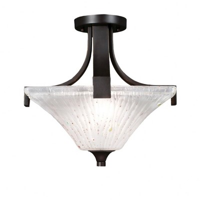 Toltec Lighting Apollo 2 - Light Flush Mount in  Dark Granite with 14" Square Frosted Crystal  Shade