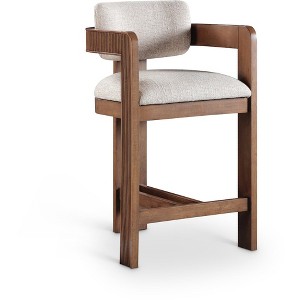 Meridian Furniture,Sacha Linen Textured Fabric Stool - 1 of 4