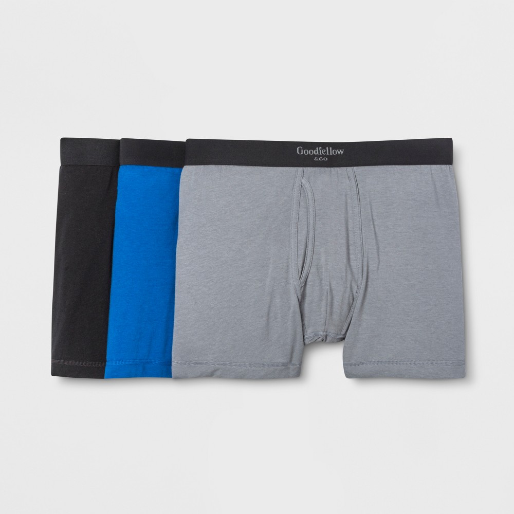 Men's Premium Knit 3pk Boxer Briefs - Goodfellow & Co Deep Blue/Gray/Black M was $18.99 now $9.99 (47.0% off)