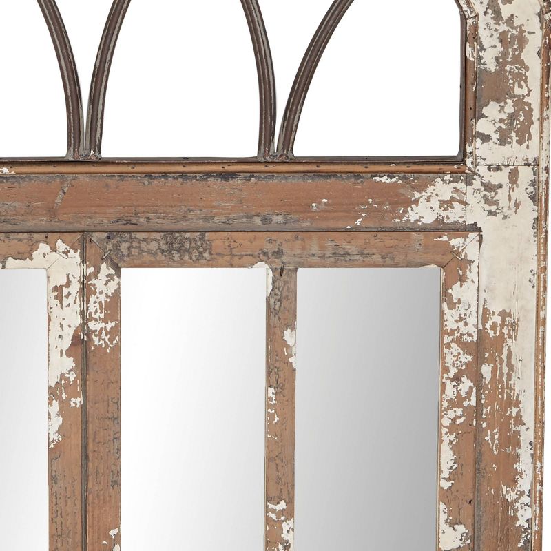 Farmhouse Glass Window Pane Inspired Wall Mirror with Arched Top Brown - Olivia &#38; May, 6 of 20