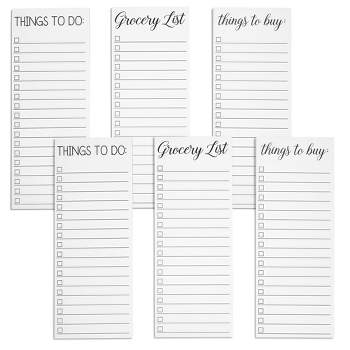 Paper Junkie 6-Pack Grocery List Magnet Pad for Fridge, To Do Planner, Things to Buy Shopping Notepad, 3 Designs, 3.5 x 9 In