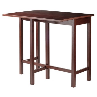 Walnut Drop Leaf Pub Table with 2 V-Back Stools