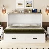 Full/Queen Size Farmhouse Murphy Bed with Charging Station, Foldable Platform Bed with Large Storage Drawer - ModernLuxe - 2 of 4