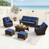 Spruce & Spring Outdoor Wicker Patio Outdoor Sofa Swivel Chair Coffee Table - 2 of 4