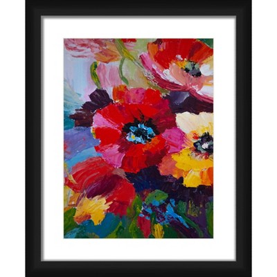 18" x 22" Matted to 2" Estena Flowers Picture Framed Black - PTM Images