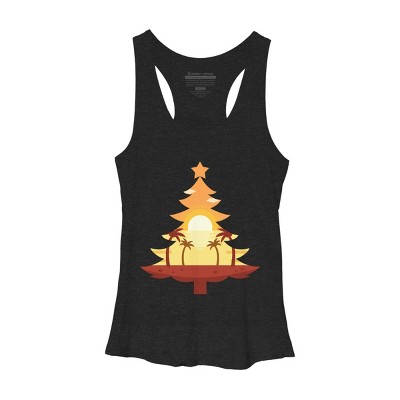 Women's Design By Humans Christmas in July Tree Sunset By destiny29 Racerback Tank Top