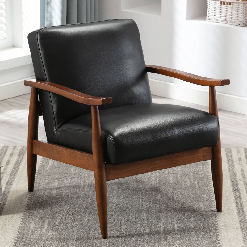 Comfort Pointe Austin Leather Gel Wooden Base Accent Chair, 3 of 11