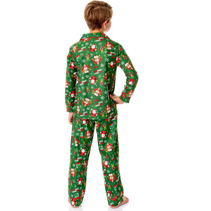 Elf The Movie Boys' Film OMG! Santa! I Know Him! Button Sleep Pajama Set Green, 2 of 4