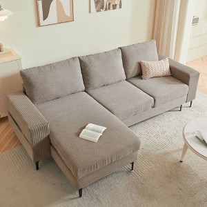 XIZZI Upholstered Sectional Sofa with Comfy Chaise Large Deep Seat, Minimalist Modular Couches Sleeper for Living Room Bedroom Apartment Lounge - 1 of 4