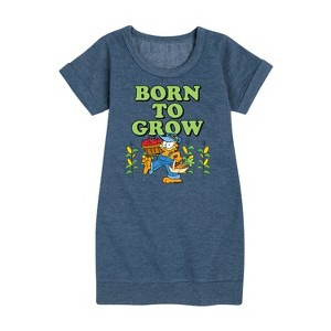 Girls' - Garfield - Born To Grow Graphic Short Sleeve Fleece Dress - 1 of 3