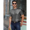 BLUEMING Mens Shirt Short Sleeve Polo Vintage Sequin Metallic 70s Outfits Party Costume Top - 2 of 4