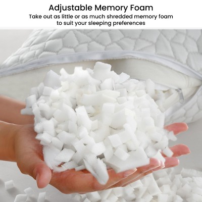 King Size White Shredded Memory Foam Back Sleeper Pillows