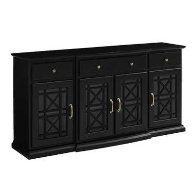 Selma Transitional 3 Tiered Ornate Fretwork Door Sideboard - Saracina Home