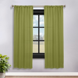 Classic Modern Solid Room Darkening Semi-Blackout Curtains, Rod Pocket, Set of 2 by Blue Nile Mills - 1 of 4
