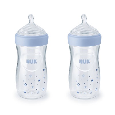 NUK Simply 2pk Natural Bottle with SafeTemp - Blue - 9oz