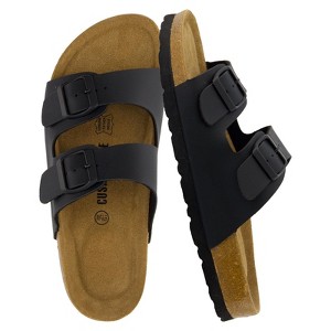 CUSHIONAIRE Lane Cork Footbed Sandals for Women –Comfortable Double Buckle Slip-On with Genuine Suede Footbed & Arch Support Slides for Women Footwear - 1 of 4