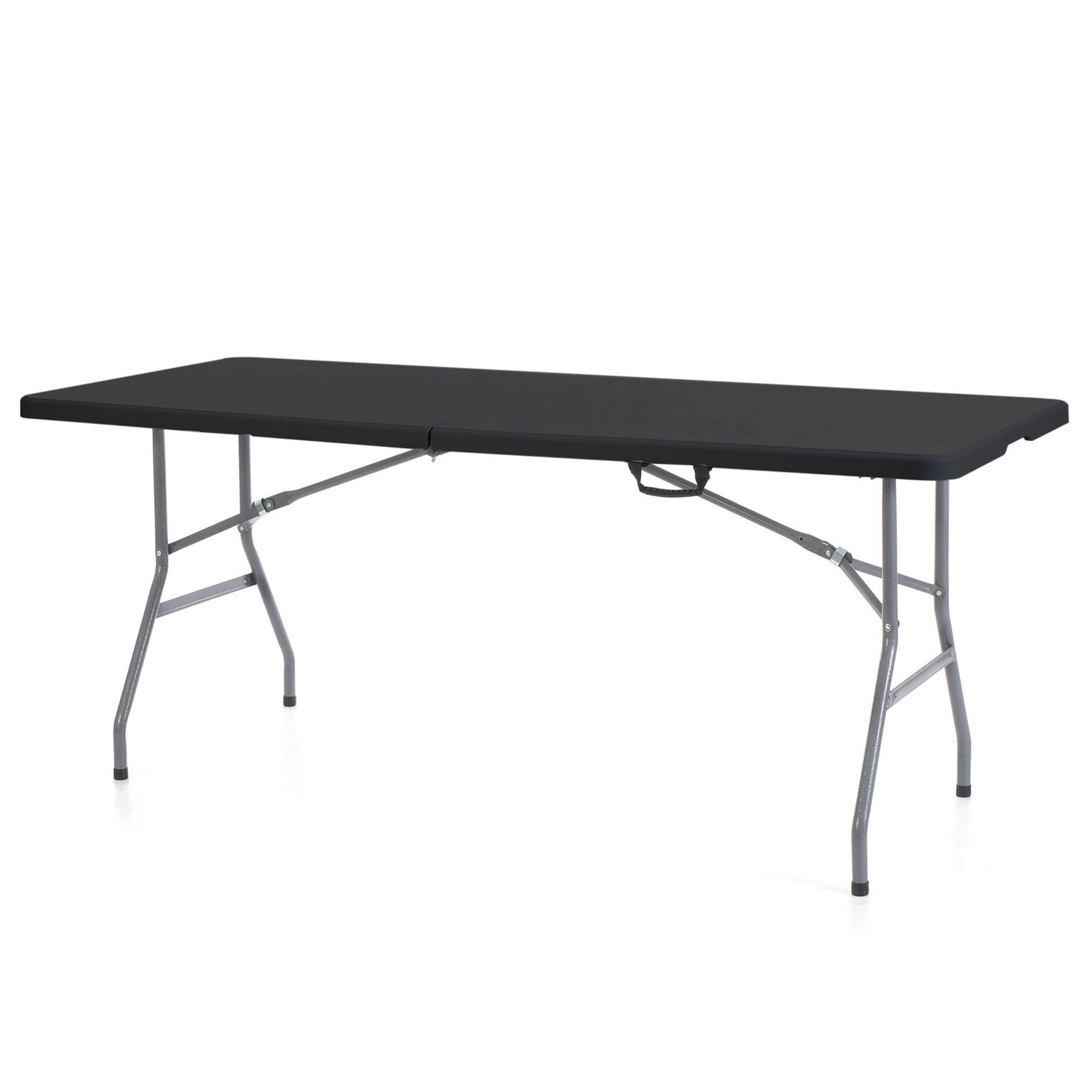 Peakform Multipurpose Banquet Fold-In-Half Table Lightweight Durable Desk with Secure Base for Indoor and Outdoor Events, 6 Foot, Black