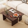 Tangkula Modular Coffee Table Set of 2 L Shaped Center Tables for Home Office Apartment Brown - 2 of 4