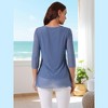 Seta T Women's V Neck 3/4 Sleeve Asymmetrical Hem Lightweight Casual Top - 4 of 4