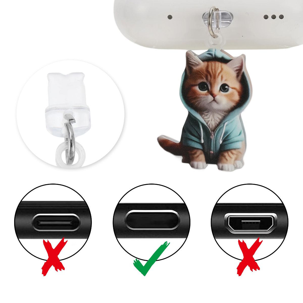 Unique Bargains Cat Pendants Dust Plug Charm for Lightning 2 Pcs - thumbnail 2