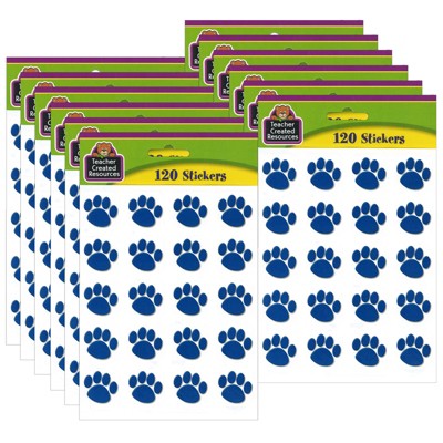 Teacher Created Resources® Blue Paw Prints Stickers, 1" Square, 120 Per Pack, 12 Packs