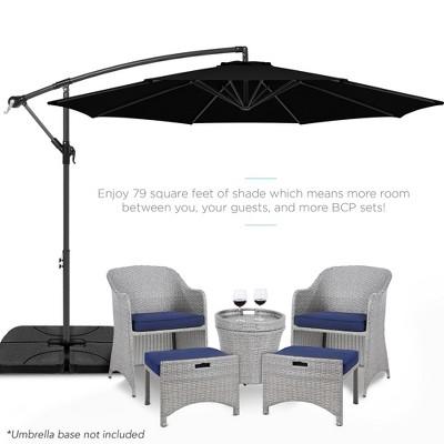 10ft Black Aluminum Offset Hanging Patio Umbrella with Easy Tilt Adjustment