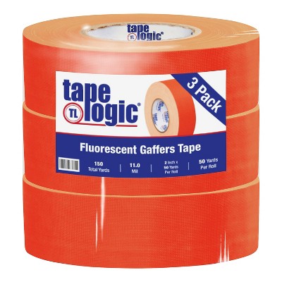 Tape Logic Gaffers Tape 11.0 Mil 2" x 50 yds. Fluorescent Orange 3/Case T9874FOR3PK