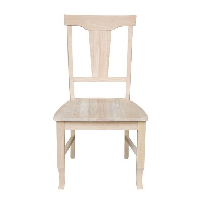 Set of 2 Unfinished Solid Wood Panel Back Dining Chairs