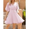 Coolmee Women's Summer Floral Sundress Short Sleeve Wrap V Neck A-Line Midi Dress - 4 of 4