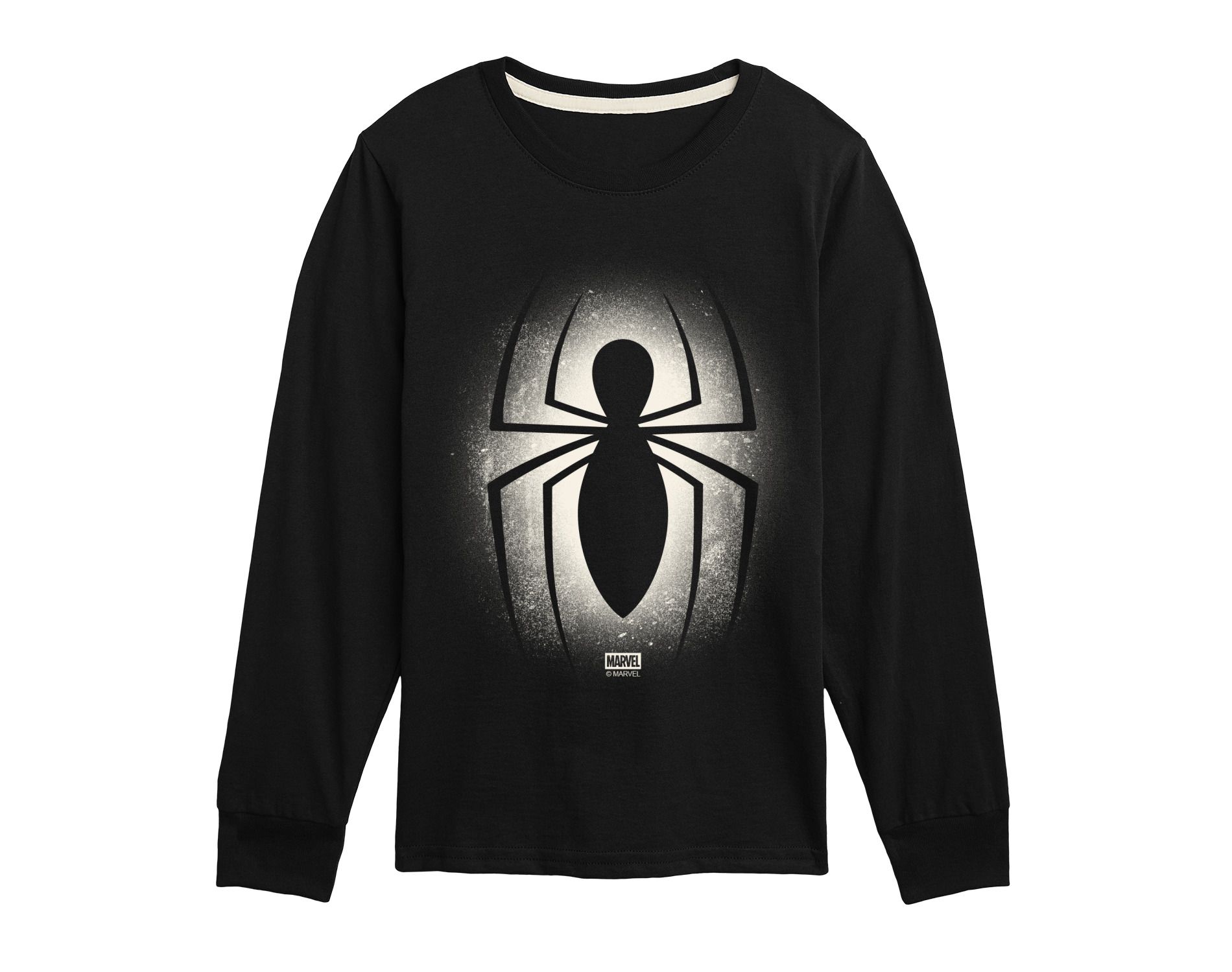 Boys' Marvel Spider-Man Logo Graffiti Long Sleeve Graphic T-Shirt - Black - Medium
