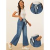 INSPIRE CHIC Women's Drawstring Elastic Waist Wide Legs Jeans Casual Denim Pants - 2 of 4