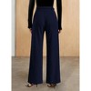 Women's High-Waist Trousers Kick Hem Flowy Pants with Metal Belt Solid Color Bottoms - 3 of 4