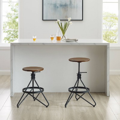 Kalen Adjustable Brown and Black Metal Swivel Barstool