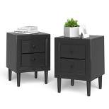 Costway 2 PCS Nightstand End Bedside Coffee Table Wooden Leg Drawers Black\Grey\White