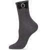 Memoi Women's Velvet Bow Metallic Lurex Crew Socks - 4 of 4