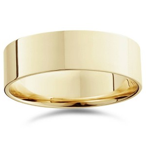 Pompeii3 7mm Flat High Polished Wedding Band 14K Yellow Gold - 1 of 2