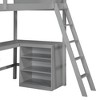 PAGED Twin Bunk Bed with Desk Modern Wooden Bed Frame with Storage Cabinet, Guardrail and Inclined Ladder for Bedroom - 3 of 4