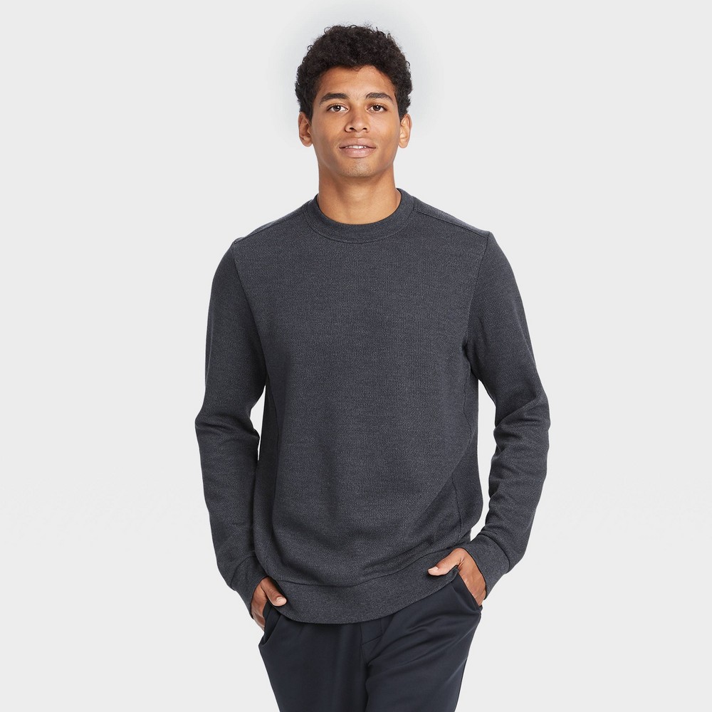 Men's Crewneck Fleece Sweater - All in Motion Black XXL