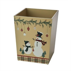SKL Home By Saturday Knight Ltd Rustic Plaid Snowman Waste Basket - 9.97X7.82X7.85", Multi - 1 of 4