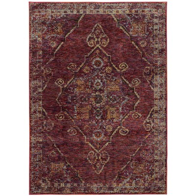 Oriental Weavers Andorra 7135E Red/ Gold Indoor Area Rug - 5'3" x 7'3"