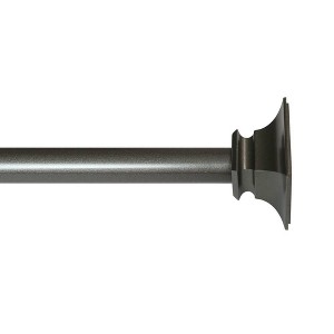 Lumi Home Furnishings 48"x84" Decorative Drapery Single Rod Set with Flat Square finials Dark Gray - 1 of 4
