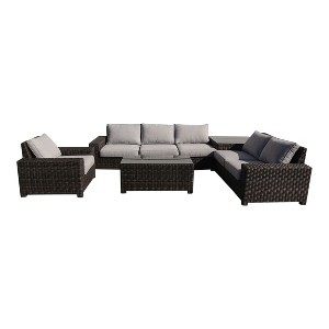Courtyard Casual St Lucia 6 pc Sectional Set with Armless Middle Chair to Ext Corner End and Club Chair - 1 of 4