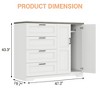 43.3'' H Multifunctional Wooden Dresser, 2 Door Wardrobe Armoire Closet with 4 Drawers and Hanging Rod, Low Storage Cabinet for Hanging Cloth - 3 of 4