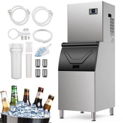 Mojgar Commercial 650Lbs/24H Ice Maker Machine,Ice Ready in 5-15 min,360Lbs Large Storage,1033W Stainless Steel Electric Cube Ice Machine