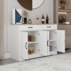 Airsurfer 47.95" Farmhouse Buffet Cabinet Storage Sideboard with 2 Drawers and 4 Doors for Dining Living Room Kitchen Cupboard-White - 3 of 4