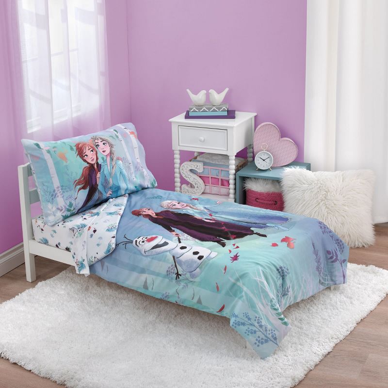 Disney Frozen 2 Nature is Magical Purple, Blue and White 4 Piece Toddler Bed Set, 1 of 7