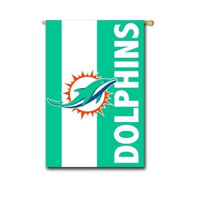 Evergreen NFL Miami Dolphins Embroidered Logo Applique House Flag, 28 x 44 inches Indoor Outdoor Double Sided Decor for Football Fans