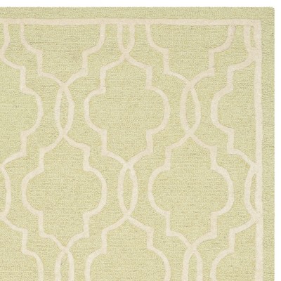 Ivory and Light Green Hand-Tufted Wool Area Rug 3' x 5'