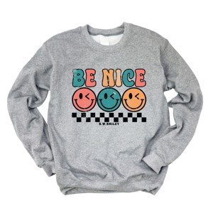 Simply Sage Market S.W.Smiley Be Nice Smiley Face Sweatshirt - 1 of 4
